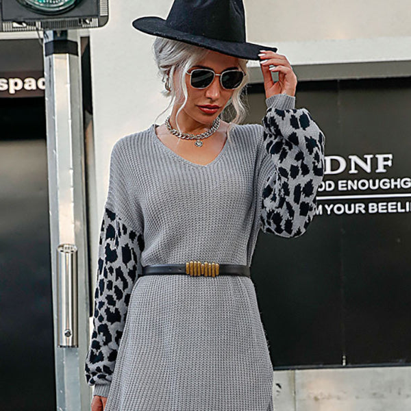 🖤 Leopard Print Sweater Dress – Chic, Cozy, and Effortlessly Stylish 🖤
