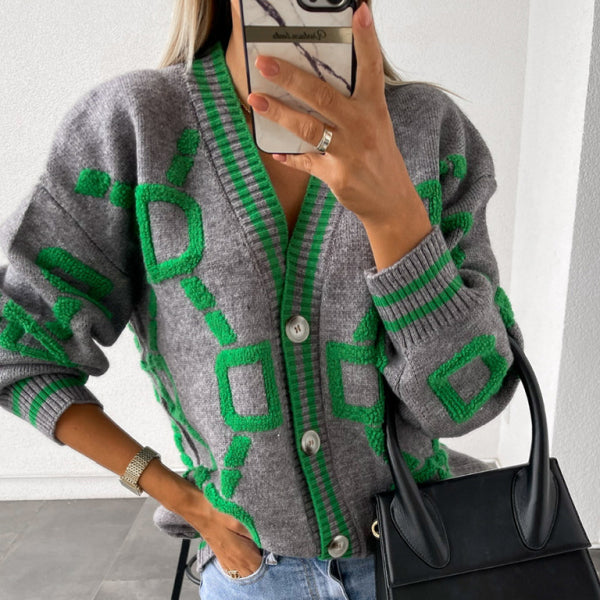 π§₯ Cozy Contrast Knit Cardigan β Chic Drop-Sleeve Sweater for Fall & Winter βοΈ