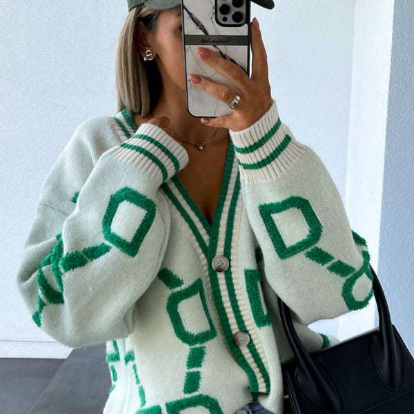 π§₯ Cozy Contrast Knit Cardigan β Chic Drop-Sleeve Sweater for Fall & Winter βοΈ