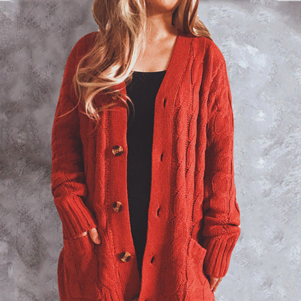 π§₯ Cozy Chic Knit Cardigan Twist Pocket Long Sleeve Sweater for Women π§₯