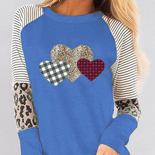 🩷 Valentine's Day Heart Print Long Sleeve Loose Top – Cozy & Chic 🩷