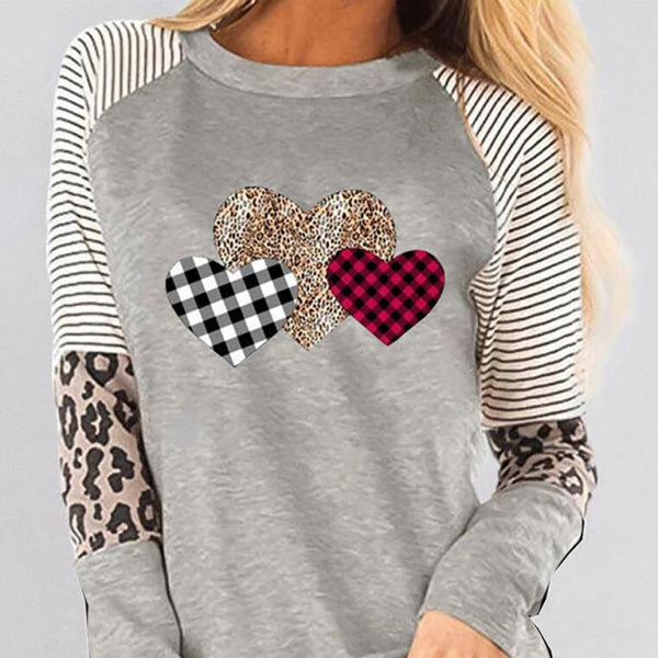 🩷 Valentine's Day Heart Print Long Sleeve Loose Top – Cozy & Chic 🩷