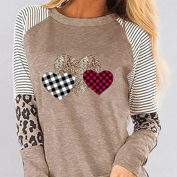 🩷 Valentine's Day Heart Print Long Sleeve Loose Top – Cozy & Chic 🩷