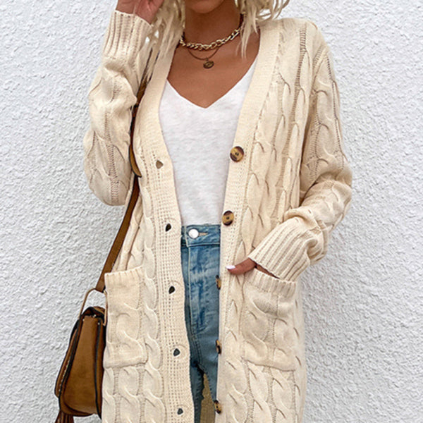 π§₯ Cozy Chic Long Twist Cardigan β Stylish Button-Up with Pockets π€