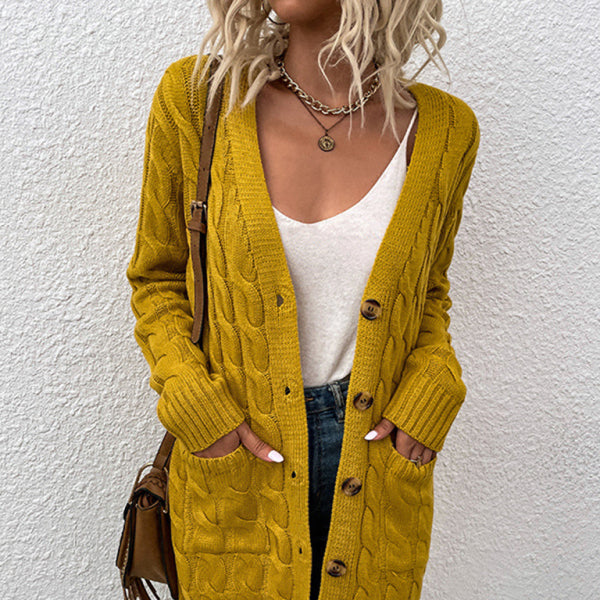 π§₯ Cozy Chic Long Twist Cardigan β Stylish Button-Up with Pockets π€