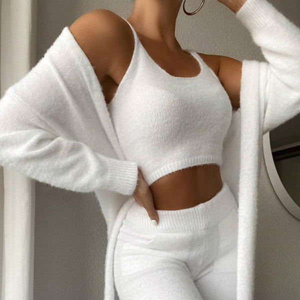 π₯ Cozy & Chic 3-Piece Lounge Set β Sexy V-Neck Vest & Plush Joggers for Fall Winter βοΈ