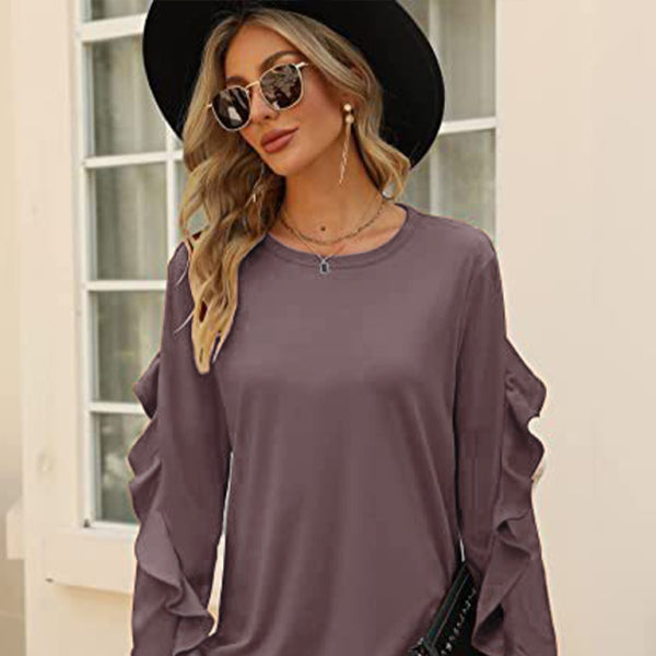 ποΈ Cozy Chic Round Neck Sweater Long Sleeve Knit Top β Perfect for Any Season β¨