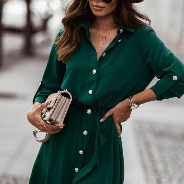 ✨ Chic Waist Tie Button Dress – Elegant, Flattering & Perfect for Any Occasion ✨