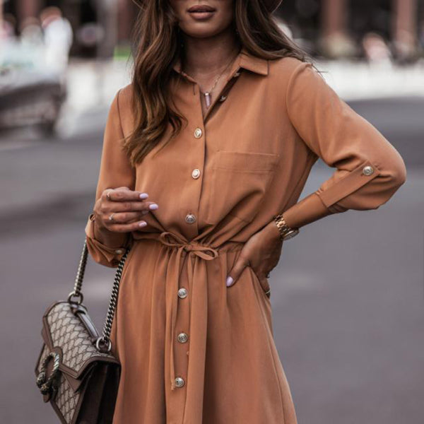 ✨ Chic Waist Tie Button Dress – Elegant, Flattering & Perfect for Any Occasion ✨