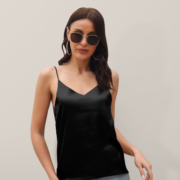 ✨ Chic Satin V-Neck Camisole – Stylish & Sexy Halter Top for Women ✨