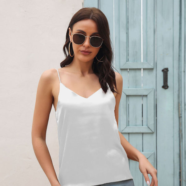 ✨ Chic Satin V-Neck Camisole – Stylish & Sexy Halter Top for Women ✨