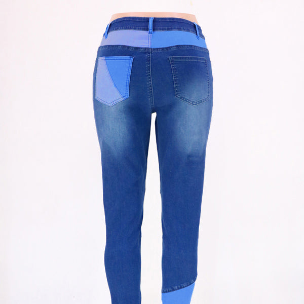 High Waist Two-Tone Skinny Jeans – Trendy & Flattering Fit
