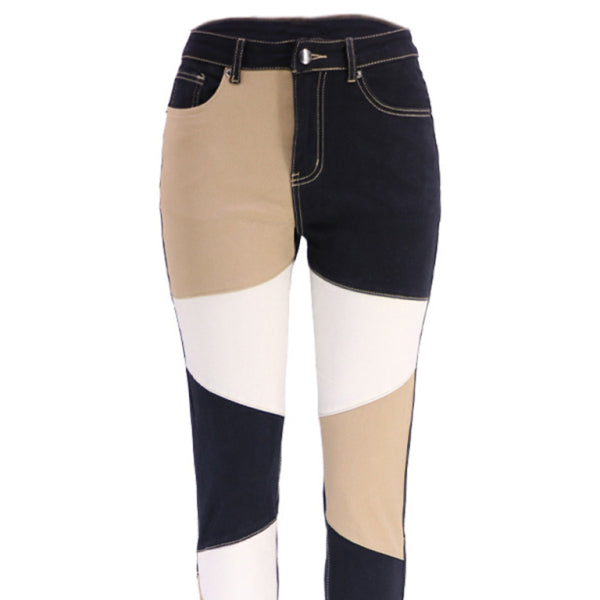 High Waist Two-Tone Skinny Jeans – Trendy & Flattering Fit