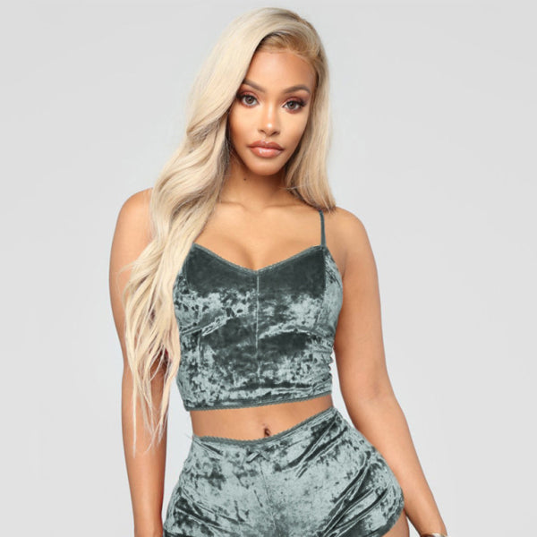 π€ Velvet V-Neck Lingerie Set β Sexy & Comfy Two-Piece Sleepwear π«