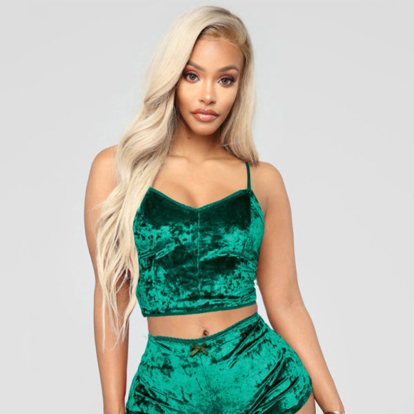 π€ Velvet V-Neck Lingerie Set β Sexy & Comfy Two-Piece Sleepwear π«