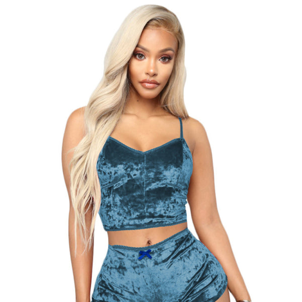 π€ Velvet V-Neck Lingerie Set β Sexy & Comfy Two-Piece Sleepwear π«
