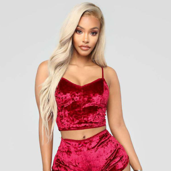 π€ Velvet V-Neck Lingerie Set β Sexy & Comfy Two-Piece Sleepwear π«