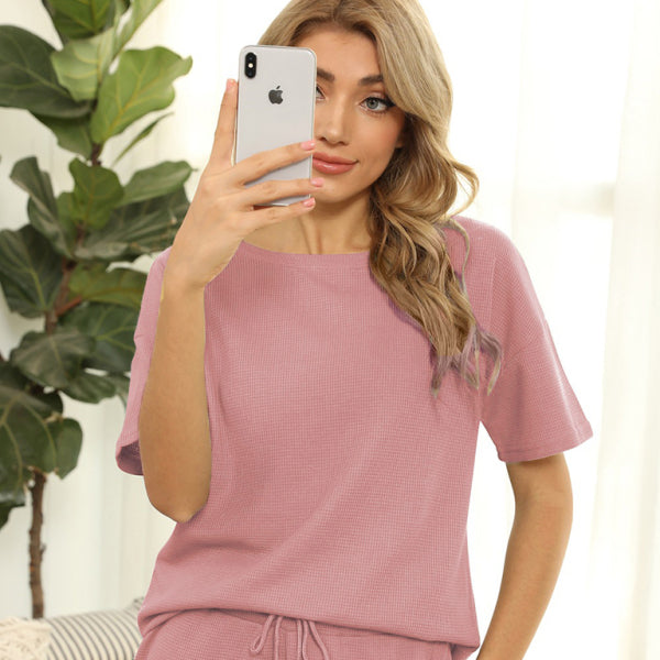 ποΈ Cozy Chic Waffle Knit Two-Piece Set β Casual Lounge & Pajama Wear β¨