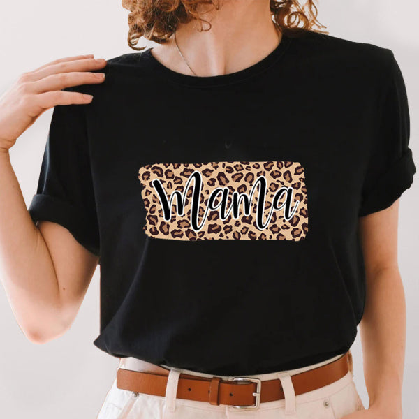 🐆 Leopard Print "Mama" Graphic Tee – Trendy & Bold! ✨