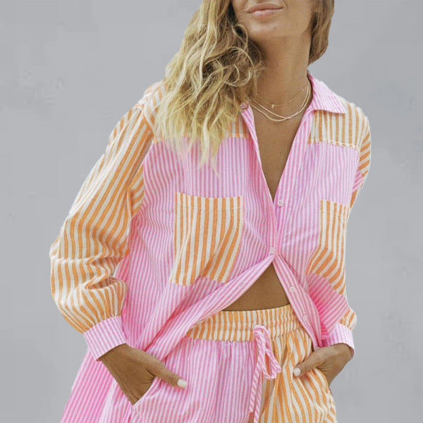 🩵 Chic Striped Two-Piece Set – Summer Outfit for Beach & Casual Vibes 🏖️