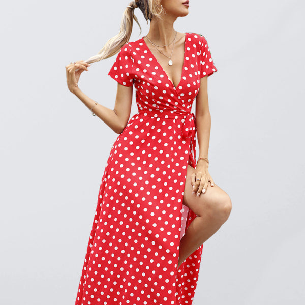 ✨ Polka Dot Slit Dress – Chic, Flirty, and Perfect for Any Occasion ✨