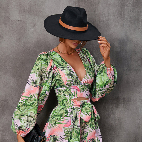 β¨ Chic Hollow-Out Long Sleeve V-Neck Romper β Trendy & Stylish Jumpsuit for Women β¨