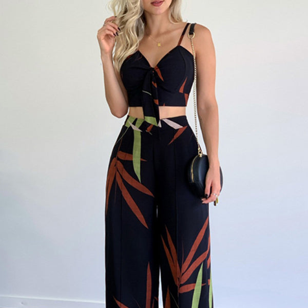 β¨ Chic Linen-Like V-Neck Two-Piece Set Wide-Leg Pants Outfit β Effortless Style β¨