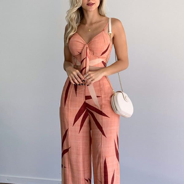 β¨ Chic Linen-Like V-Neck Two-Piece Set Wide-Leg Pants Outfit β Effortless Style β¨