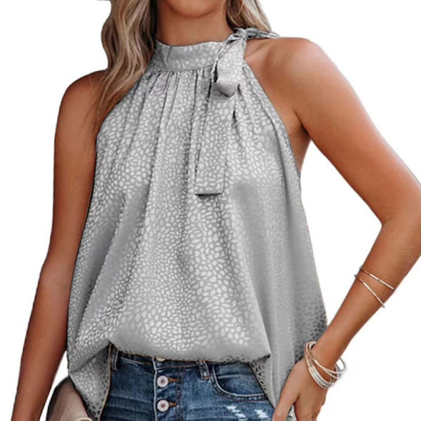 π€ Chic Leopard Print Halter Tank Top Sleeveless Bow Detail β Trendy & Stylish π€