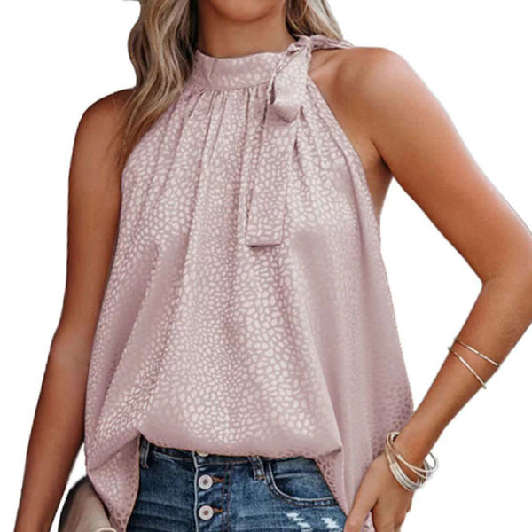 π€ Chic Leopard Print Halter Tank Top Sleeveless Bow Detail β Trendy & Stylish π€