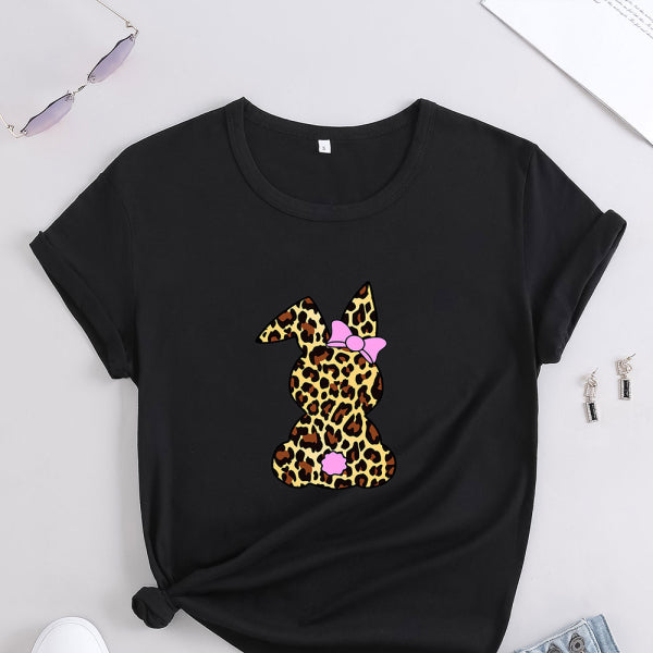 🖤 Leopard Bunny Cute Graphic T-Shirt – Soft & Stylish Everyday Tee 🖤