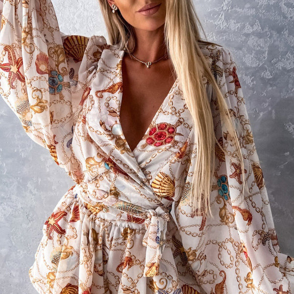 πΈ Floral Long Sleeve V-Neck Jumpsuit β Chic & Trendy Romper for Every Occasion πΈ