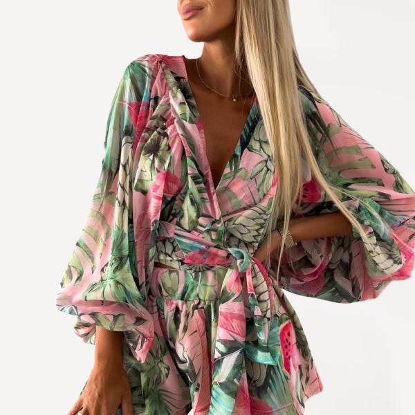 πΈ Floral Long Sleeve V-Neck Jumpsuit β Chic & Trendy Romper for Every Occasion πΈ