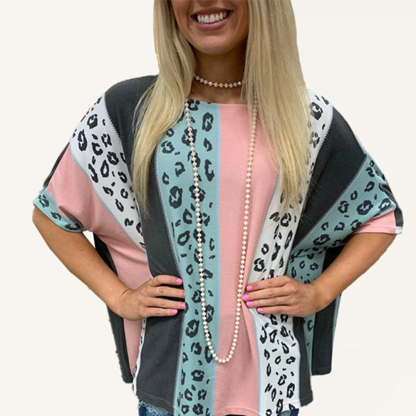 🖤 Chic Leopard Print Loose Pullover Top – Trendy & Comfy Half Sleeve Tee 🖤