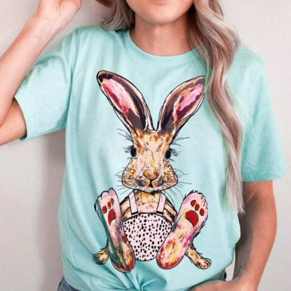 🐰 New Ladies’ Leopard Bunny Easter T-Shirt – Trendy & Fun! 🐆