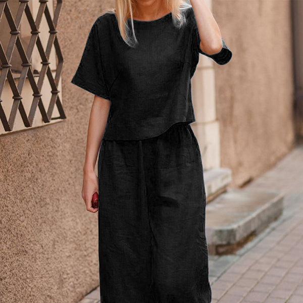 ποΈ Chic & Comfy Women's Cotton Linen 2-Piece Set β Casual Short Sleeve Outfit πΏ