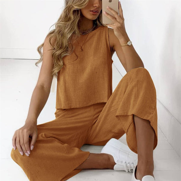 β¨ Chic & Breezy Sleeveless Two-Piece Pants Set β Perfect for Spring & Summer β¨