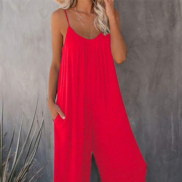 ✨ Chic Loose Fit Suspender Jumpsuit with Pockets – Casual & Stylish Outfit ✨