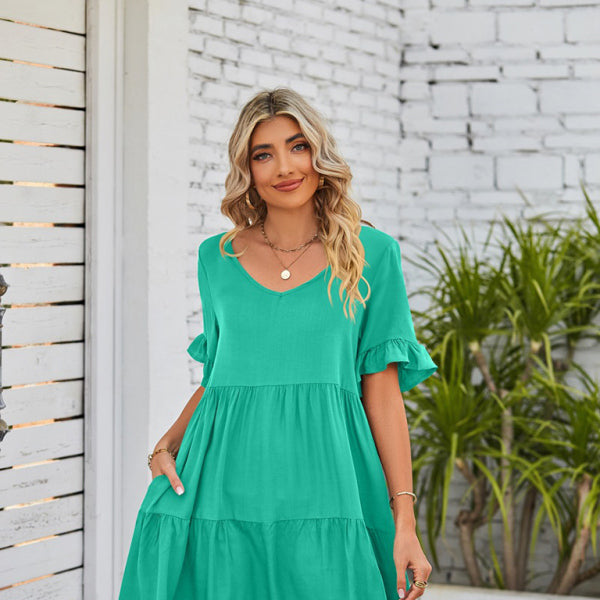 β¨ Flowy V-Neck Babydoll Dress β Lightweight Summer Must-Have βοΈ