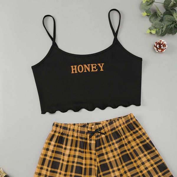ποΈ HONEY Printed Cami & Plaid Shorts Set β Cute & Comfy Sleepwear π