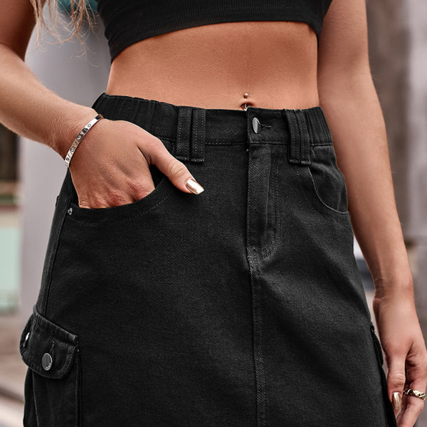 β¨ Chic Denim Cargo Skirt β Elastic Waist, Casual & Comfy for Everyday Looks β¨