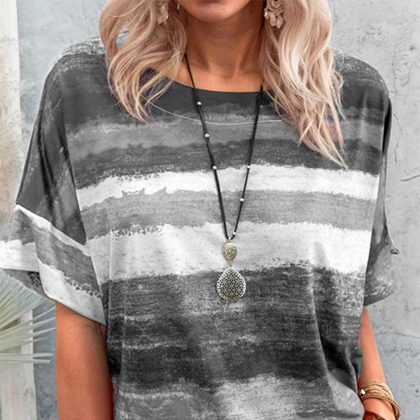 🌈 Trendy Gradient Colorblock T-Shirt for Women – Casual Summer Vibes ☀️