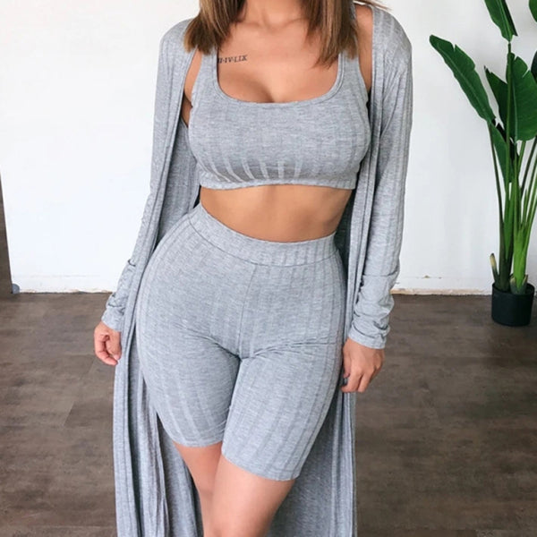 β¨ Trendy 3-Piece Lounge Set β Tank Top, Shorts & Jacket for Effortless Style β¨