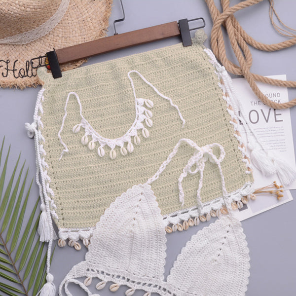 🌊 Beach Babe Strappy Swimsuit – Handmade Shell Detailing for a Chic Vacation Look ☀️