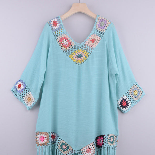 ποΈ Chic Boho Tassel Blouse Dress β Flowy, Ethnic & Sun-Protective πΏ