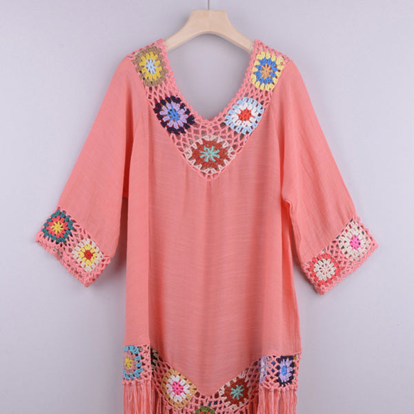 ποΈ Chic Boho Tassel Blouse Dress β Flowy, Ethnic & Sun-Protective πΏ