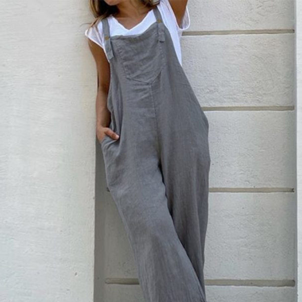 Chic & Comfy Solid Color Jumpsuit with Suspenders – Perfect for Spring & Summer