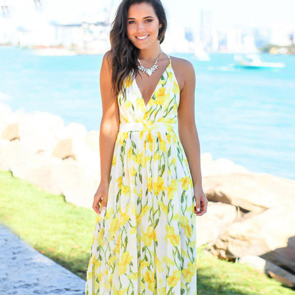 🌸 Flowy Boho Beach Dress – Sleeveless, Floral & Perfect for Summer 🌸