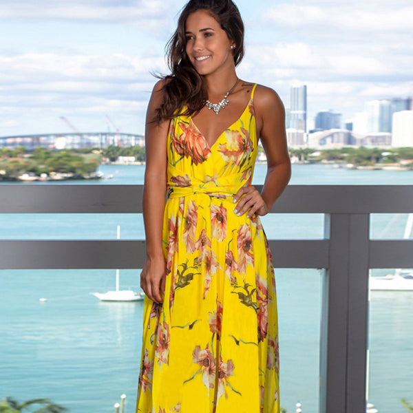 🌸 Flowy Boho Beach Dress – Sleeveless, Floral & Perfect for Summer 🌸