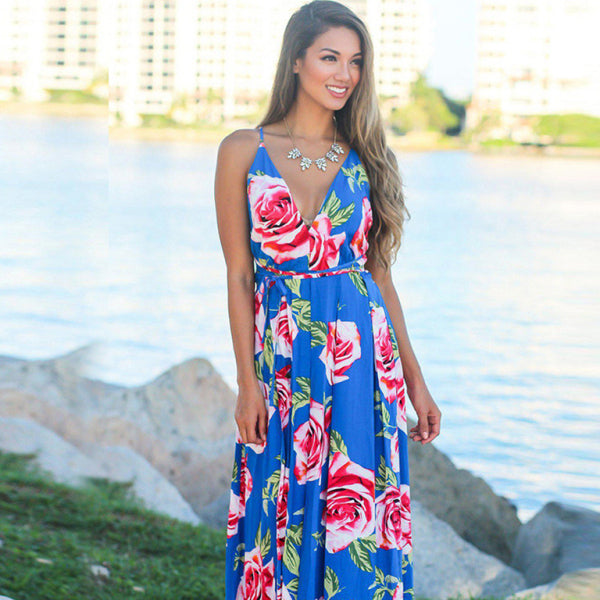 🌸 Flowy Boho Beach Dress – Sleeveless, Floral & Perfect for Summer 🌸